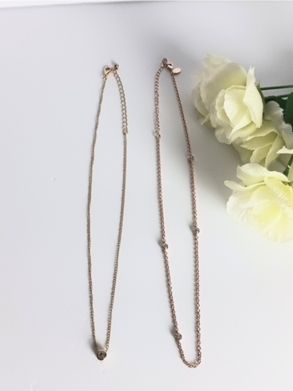 Bundle Of 2 Rose Gold Rhinestone Fashion Necklaces Unbranded